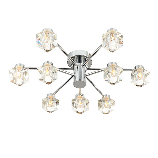 Wakefield 9 Bulbs Decorative Flush Ceiling Light In Chrome