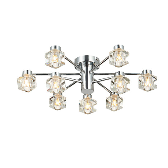 Wakefield 9 Bulbs Decorative Flush Ceiling Light In Chrome