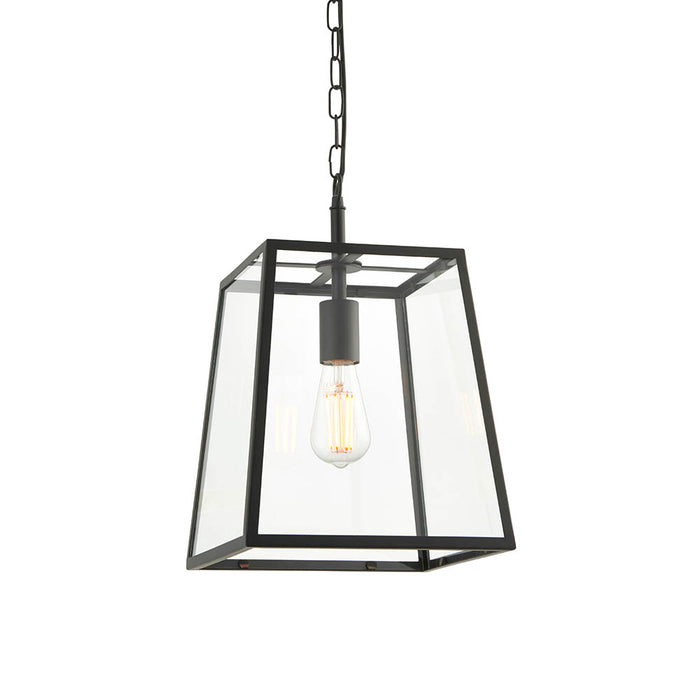 Hurst Clear Glass Shade Pendant Light In Matt Black