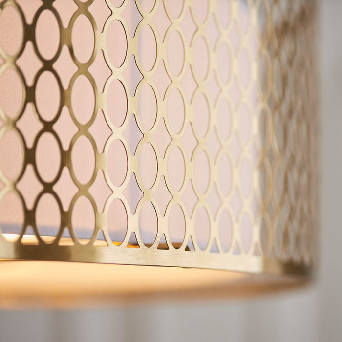 Cordero 3 Lights Flush Celing Light In Gold Plated Effect Geometric Fretwork