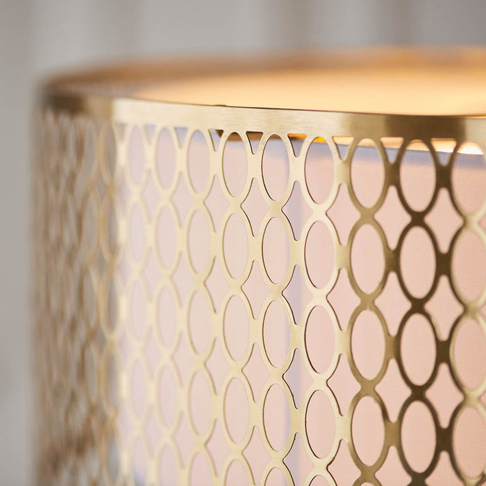 Cordero 3 Lights Flush Pendant Light In Gold Plated Effect Geometric Fretwork