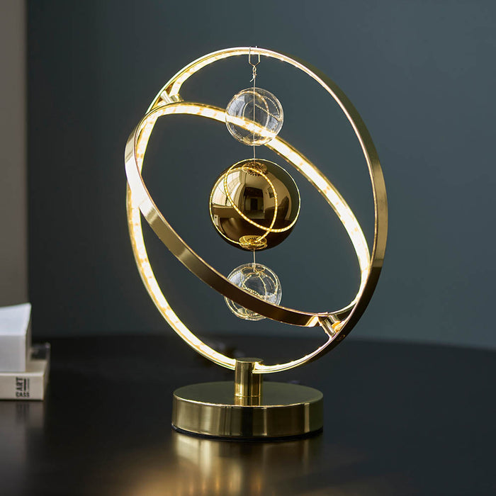 Muni Polished Clear Glass Spheres Table Lamp In Gold Effect