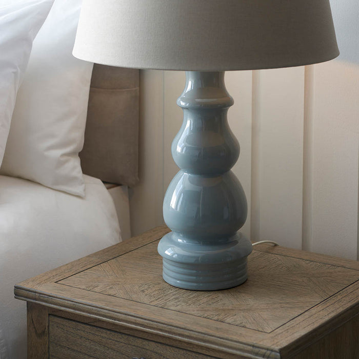 Provence 18 Inch Pale Grey Tapered Shade Table Lamp With Cici Ceramic Base