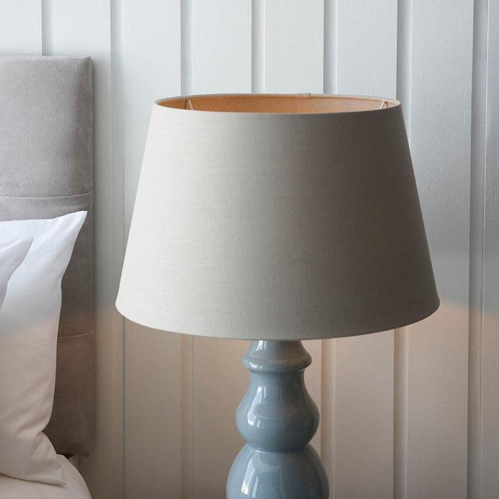 Provence 18 Inch Pale Grey Tapered Shade Table Lamp With Cici Ceramic Base