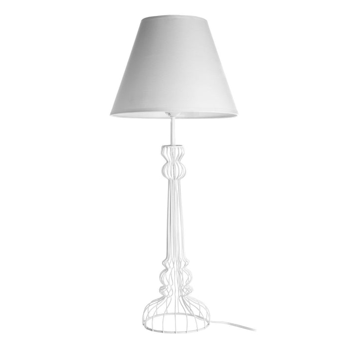 Chicago White Fabric Shade Table Lamp With White Metal Base