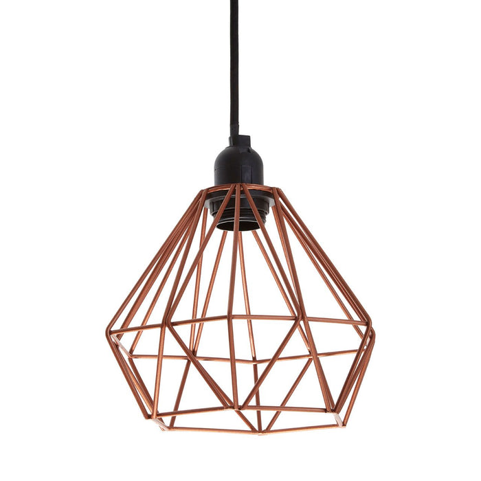 Bartol Ceiling Pendant Light In Copper With Metal Wire Frame