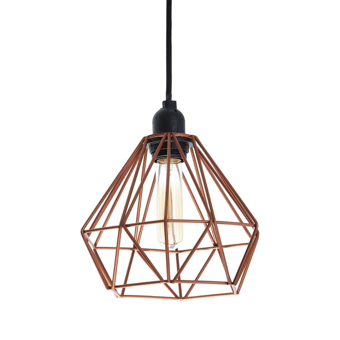 Bartol Ceiling Pendant Light In Copper With Metal Wire Frame