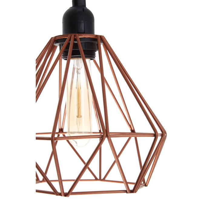 Bartol Ceiling Pendant Light In Copper With Metal Wire Frame