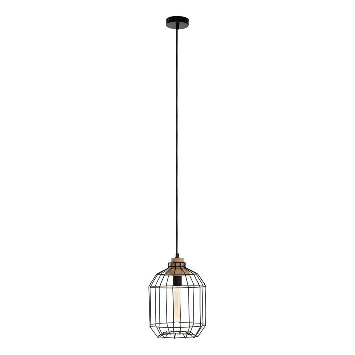 Beacon Ceiling Pendant Light In Black With Metal Wire Frame