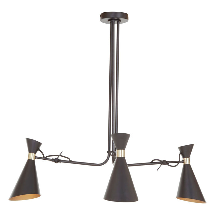 Linox 3 Bent Metal Arm Ceiling Pendant Light In Black And Gold