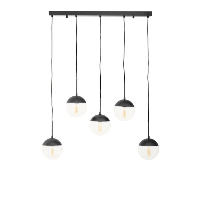 Revive 5 Clear Glass Shades Ceiling Pendant Light In Black