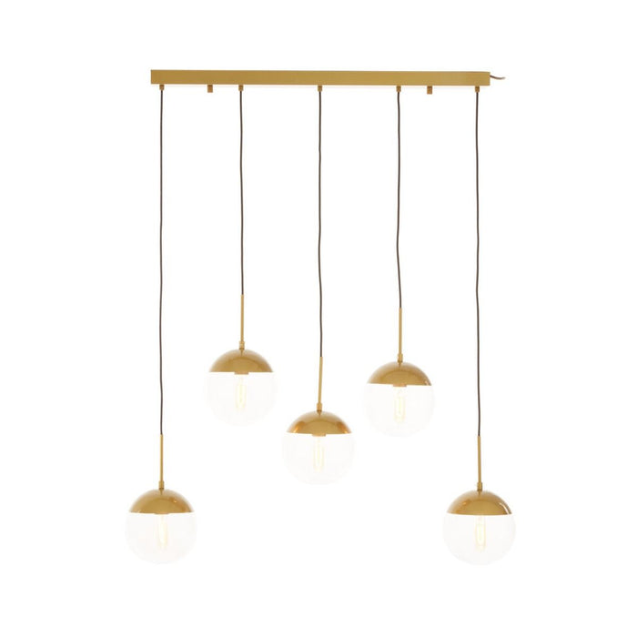 Revive 5 Clear Glass Shades Ceiling Pendant Light In Gold