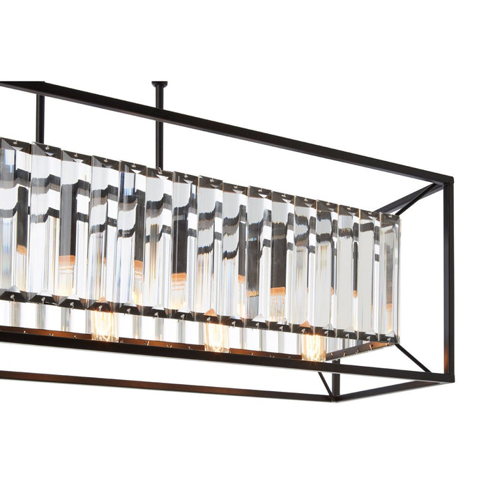 Akiko Rectangle 5 Glass Shades Ceiling Pendant Light In Matt Black