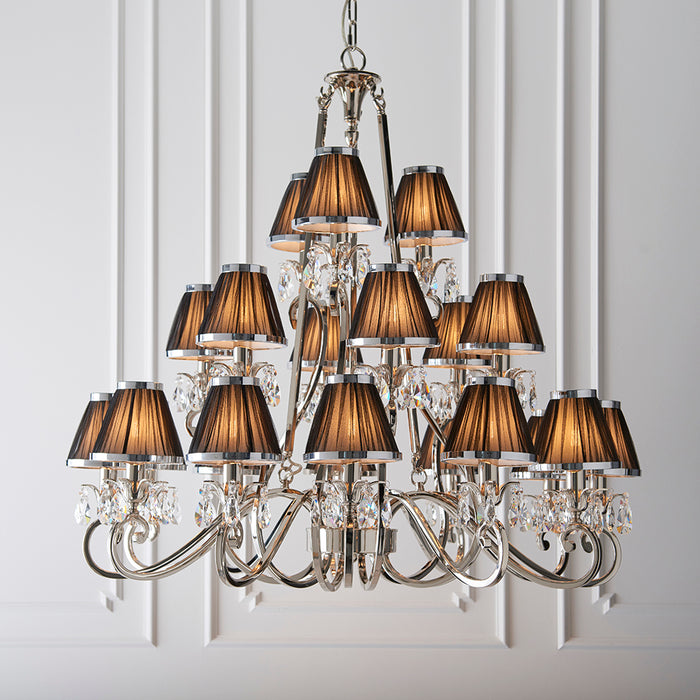 Oksana Black Shades 21 Lights Ceiling Pendant Light In Antique Brass