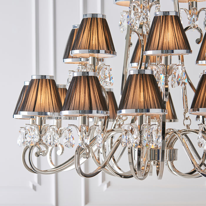 Oksana Black Shades 21 Lights Ceiling Pendant Light In Antique Brass