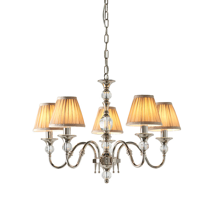 Polina Beige Shades 5 Lights Ceiling Pendant Light In Nickel