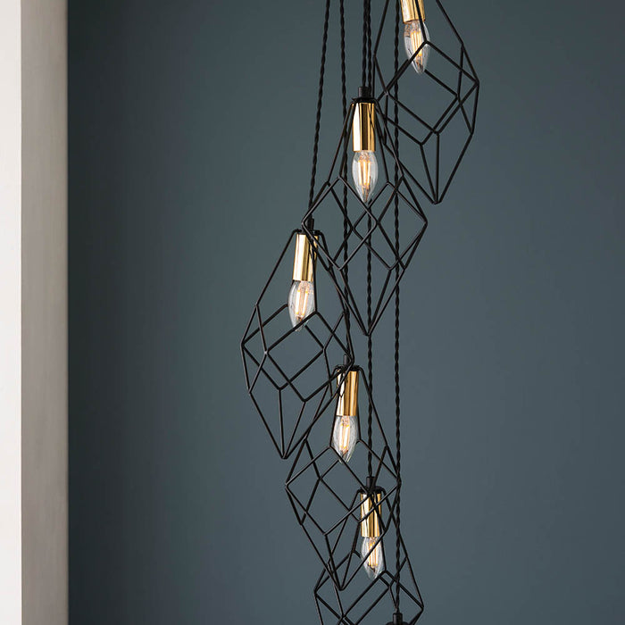 Jaxon 6 Lights Pendant Light In Matt Black Metalwork