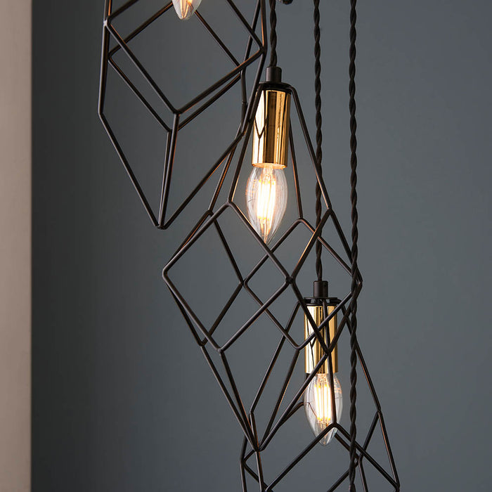 Jaxon 6 Lights Pendant Light In Matt Black Metalwork