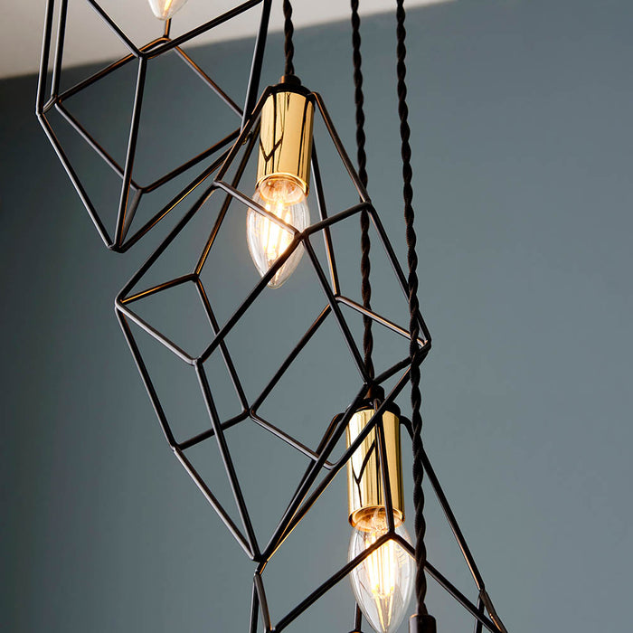 Jaxon 6 Lights Pendant Light In Matt Black Metalwork