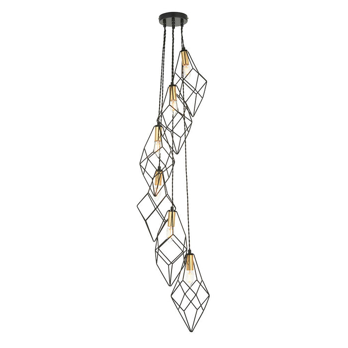 Jaxon 6 Lights Pendant Light In Matt Black Metalwork