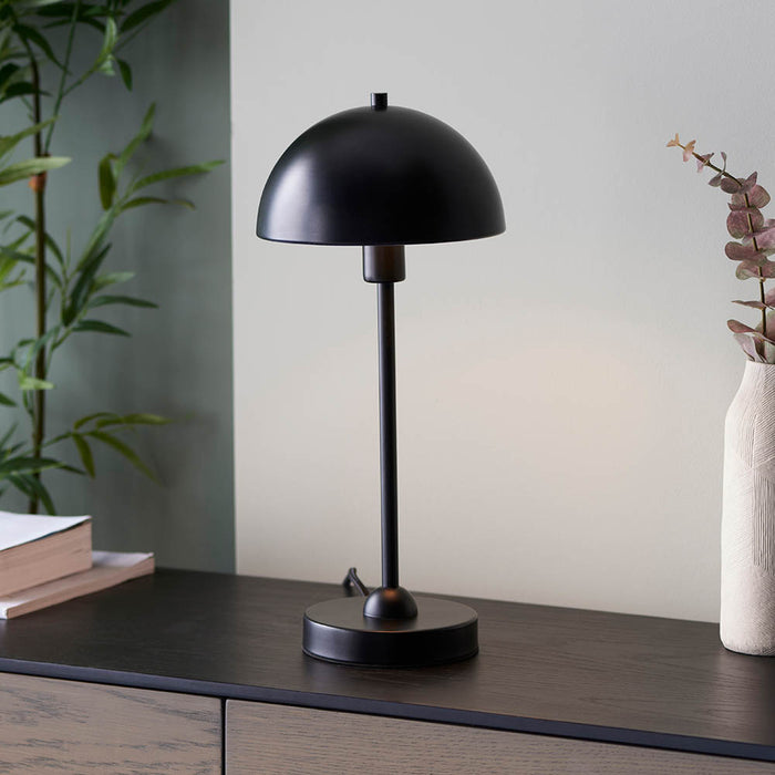 Saroma Gloss White Inner Shade Table Lamp In Matt Black