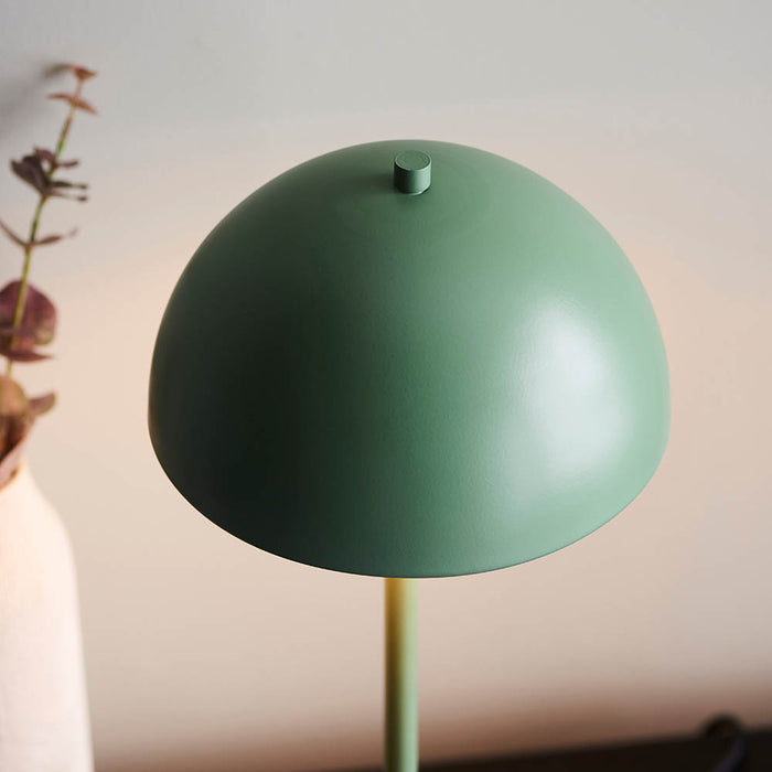 Saroma Gloss White Inner Shade Table Lamp In Matt Myrtle Green