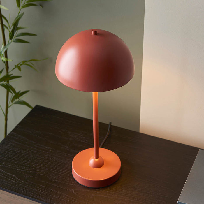 Saroma Gloss White Inner Shade Table Lamp In Matt Terracotta