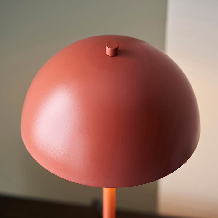 Saroma Gloss White Inner Shade Table Lamp In Matt Terracotta