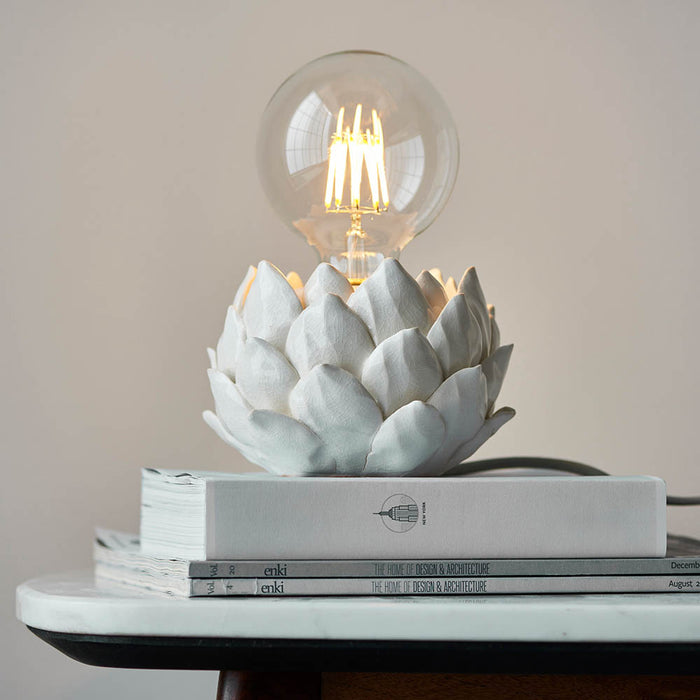 Artichoke Style Ceramic Base Table Lamp In Oatmeal Crackle Glaze