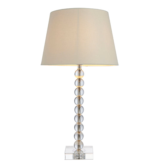 Adelie And Cici 12 Inch Ivory Shade Table Lamp In Clear Crystal Glass