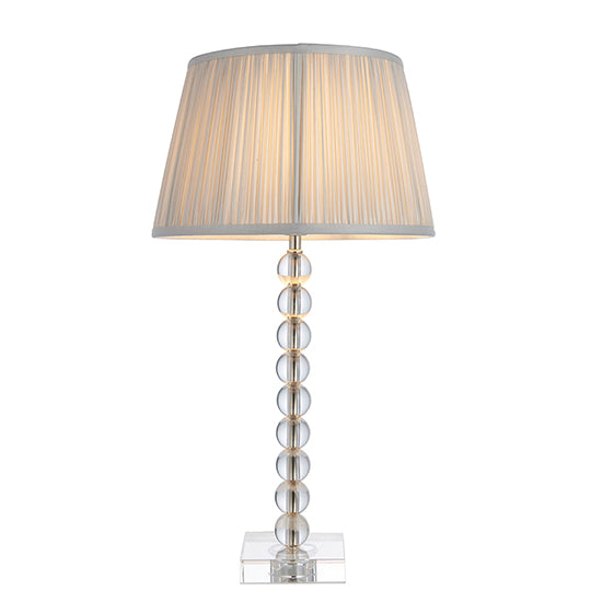 Adelie And Freya 12 Inch Silver Shade Table Lamp In Clear Crystal Glass