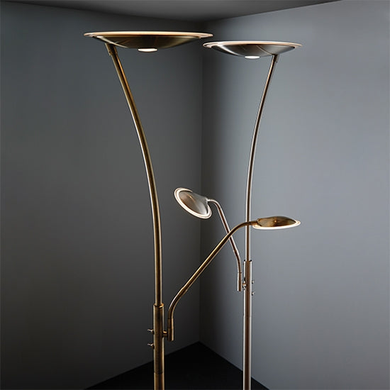 Alassio Mother And Child Task Floor Lamp In Satin Chrome