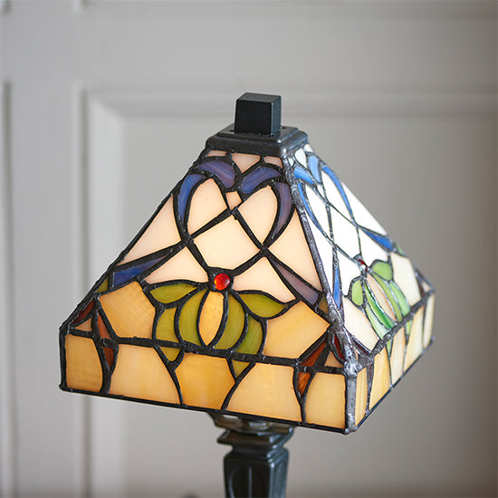 Alcea Tiffany Glass Mini Table Lamp In Dark Bronze