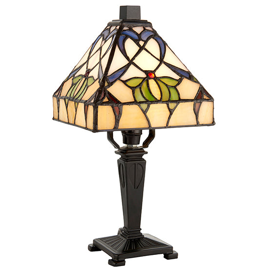 Alcea Tiffany Glass Mini Table Lamp In Dark Bronze