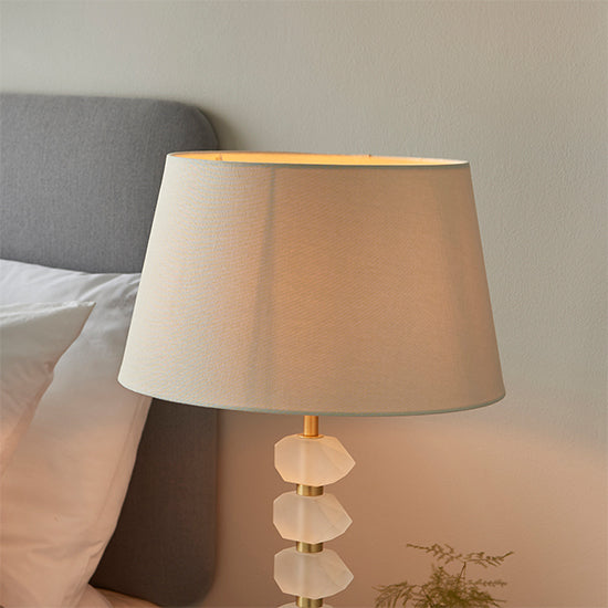 Annabelle And Cici Ivory Shade Table Lamp In Frosted Crystal Glass