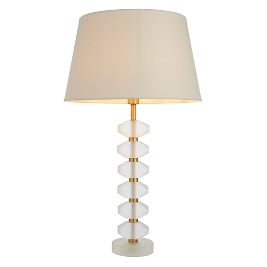 Annabelle And Cici Ivory Shade Table Lamp In Frosted Crystal Glass