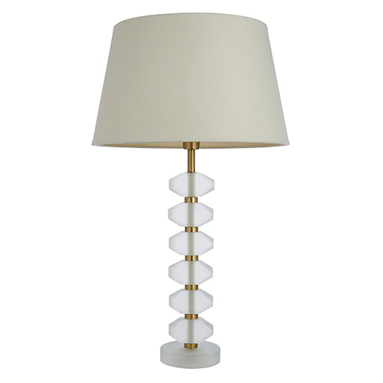 Annabelle And Cici Ivory Shade Table Lamp In Frosted Crystal Glass