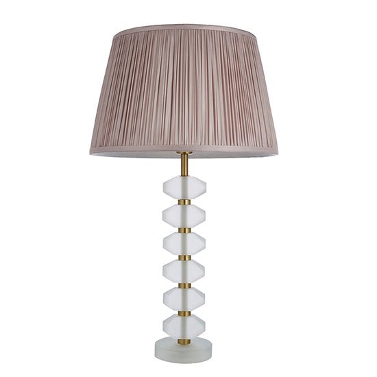 Annabelle And Freya Dusky Pink Shade Table Lamp In Frosted Crystal Glass