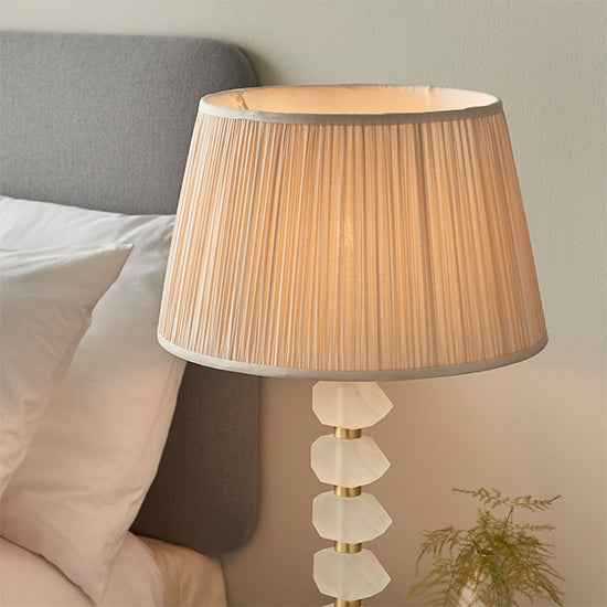 Annabelle And Freya Oyster Shade Table Lamp In Frosted Crystal Glass