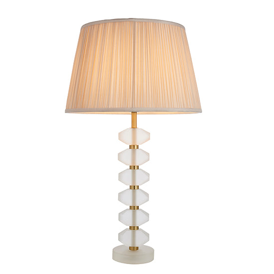 Annabelle And Freya Oyster Shade Table Lamp In Frosted Crystal Glass