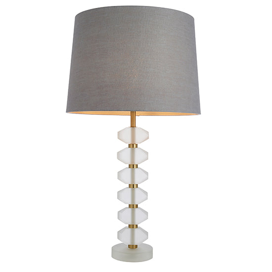 Annabelle And Mia 14 Inch Charcoal Shade Table Lamp In Frosted Crystal Glass