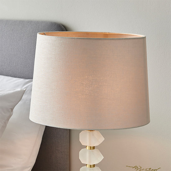 Annabelle And Mia 14 Inch Natural Shade Table Lamp In Frosted Crystal Glass