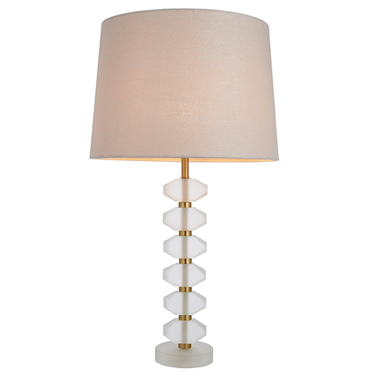 Annabelle And Mia 14 Inch Natural Shade Table Lamp In Frosted Crystal Glass