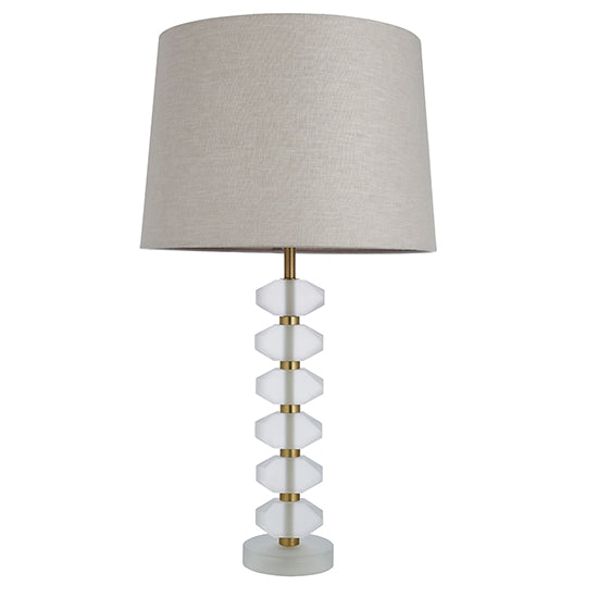 Annabelle And Mia 14 Inch Natural Shade Table Lamp In Frosted Crystal Glass