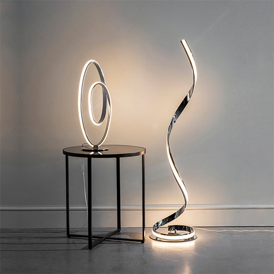 Aria LED Floor Lamp In Chrome With White Diffuser
