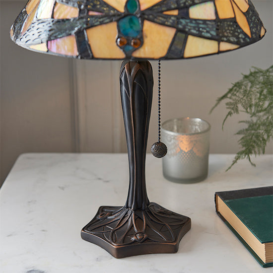 Ashton Small Tiffany Glass Table Lamp In Dark Bronze