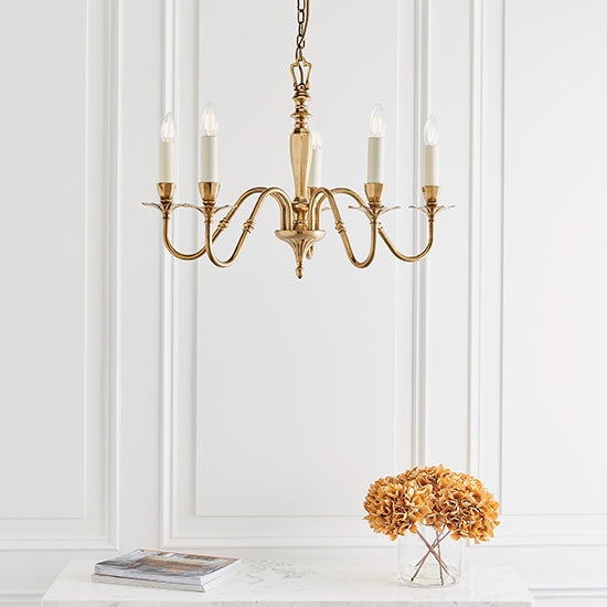 Asquith 5 Lights Ceiling Pendant Light In Solid Brass