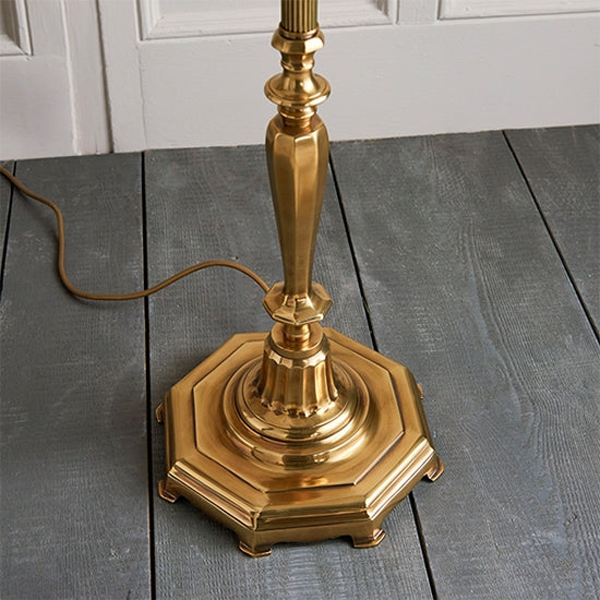 Asquith Floor Lamp In Solid Brass With Beige Shade