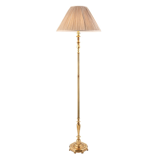 Asquith Floor Lamp In Solid Brass With Beige Shade