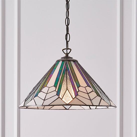 Astoria Medium Tiffany Glass Ceiling Pendant Light In Dark Bronze